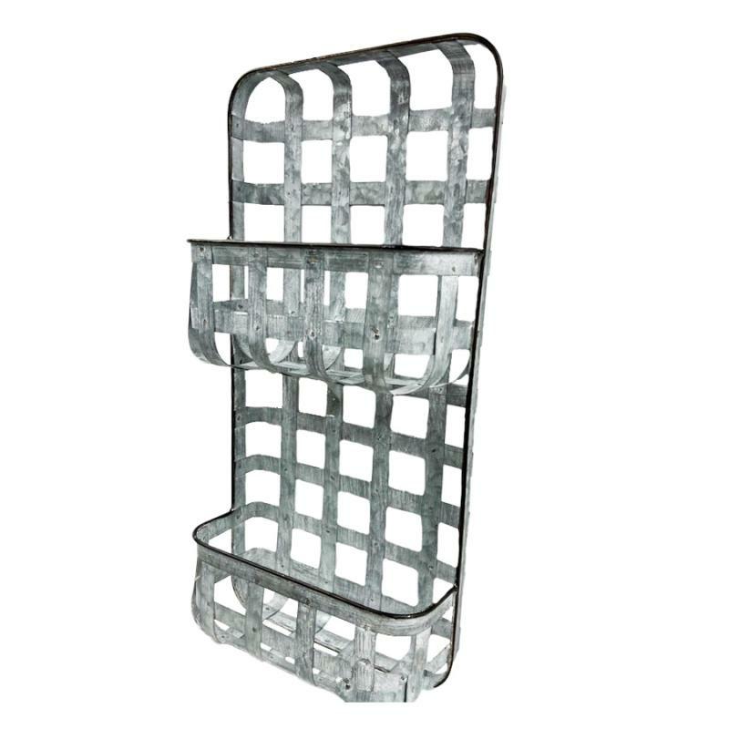 Baskets & Trays |   22.5"X10.5" Galvanized 2 Tray Wall Rack Baskets & Trays Baskets & Trays