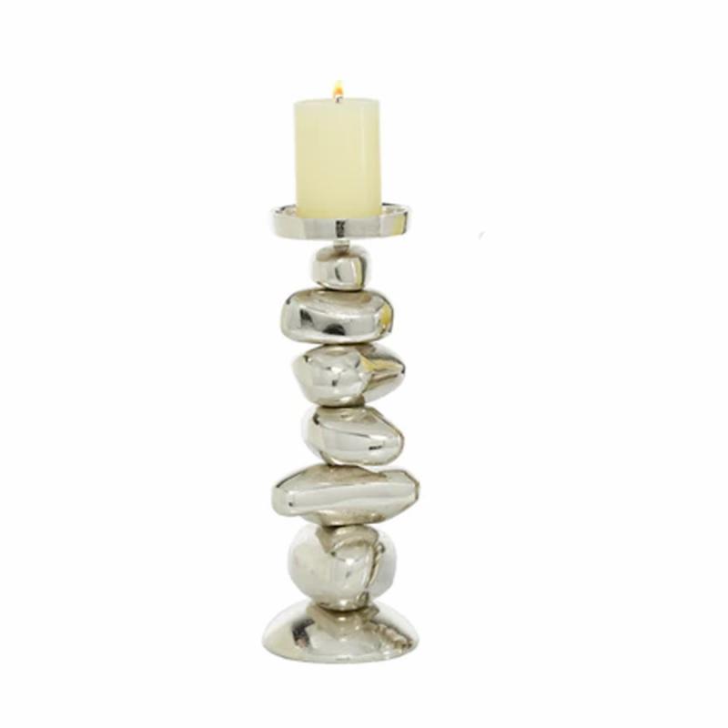 Candleholders |   13.5" Aluminum Stone Candle Holder Candleholders Candleholders