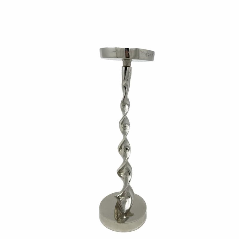 Candleholders |   16"H Silver Twisted Candle Holder Candleholders Candleholders