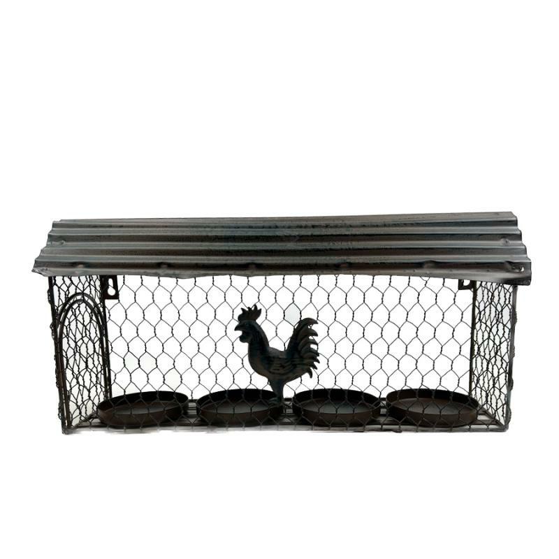 Candleholders |   17" Metal Barn Candle Holder W/Rooster Accent Candleholders Candleholders