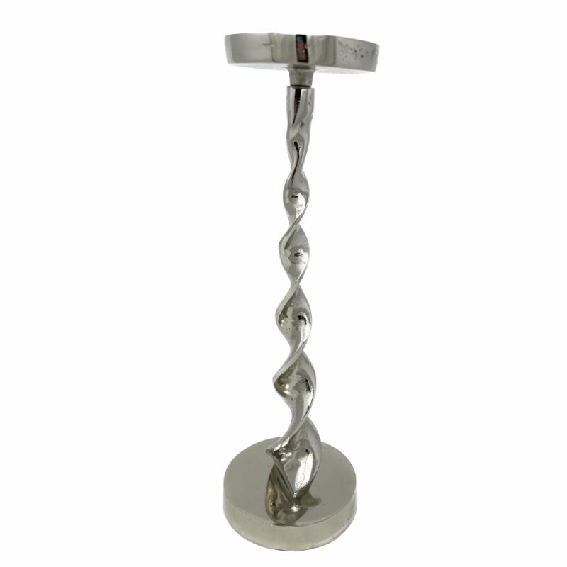 Candleholders |   19"H Silver Twisted Candle Holder Candleholders Candleholders