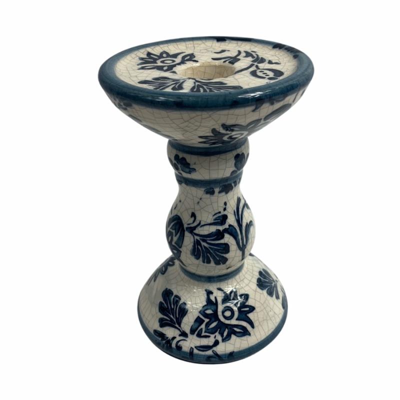 Candleholders |   6" Blue Floral Candle Holder Candleholders Candleholders