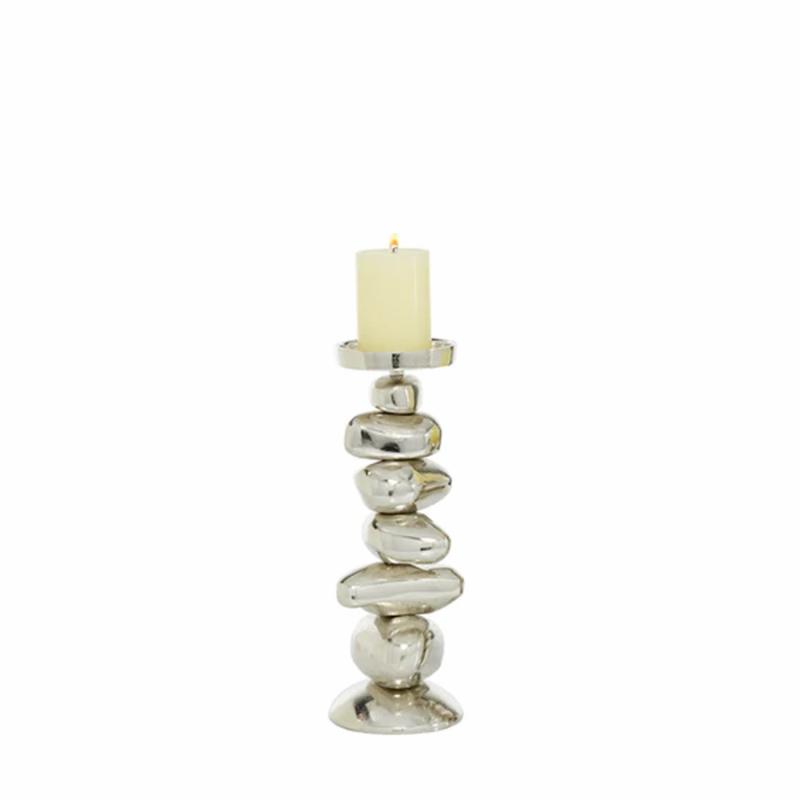 Candleholders |   9.5" Aluminum Stone Candle Holder Candleholders Candleholders