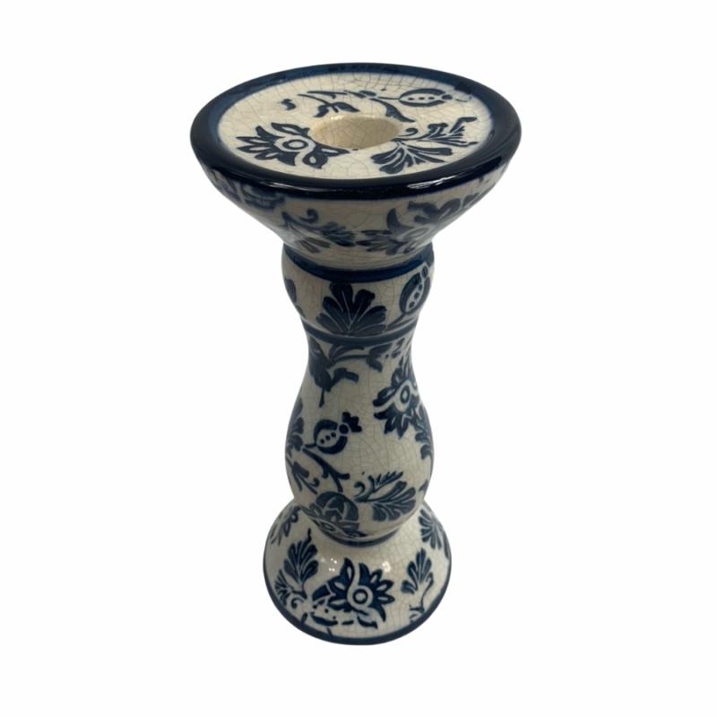 Candleholders |   9" Blue Floral Candle Holder Candleholders Candleholders