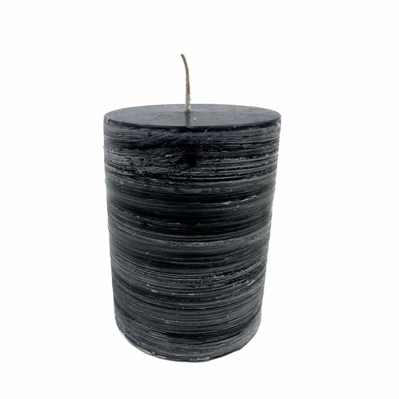 Candles |   Brush Pillar Candle – Black/Gray – 3" X 4" Candles Candles