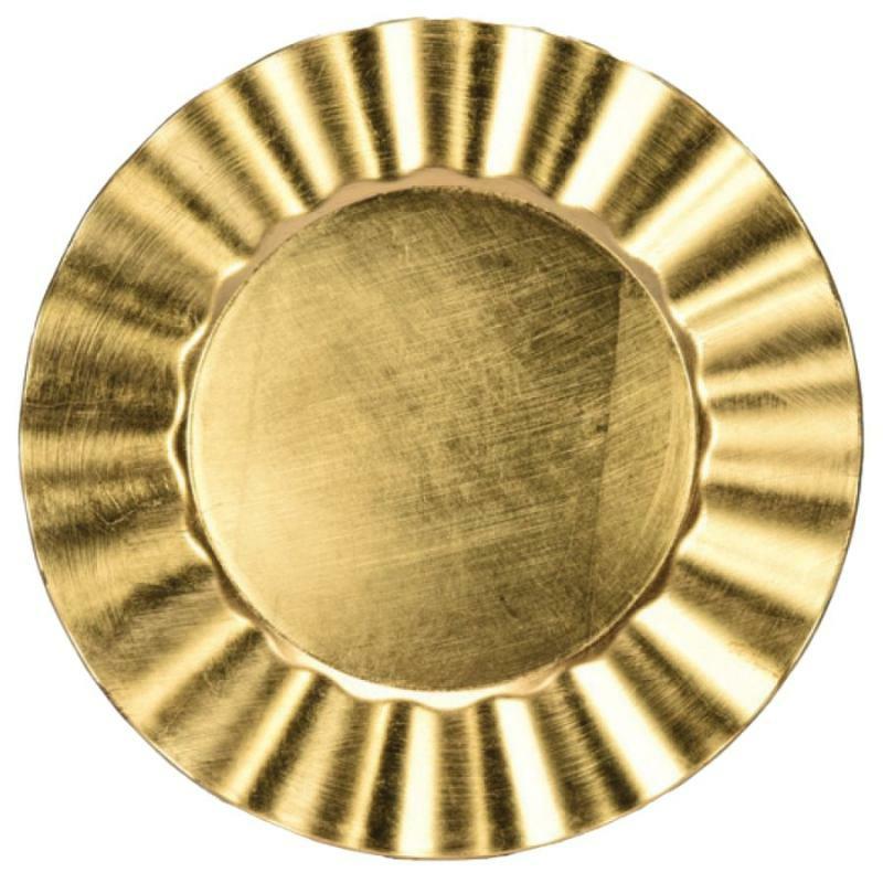 Charger Plates |   13" Rnd Plastic Fan Edge Charger Plate- Gold Charger Plates Charger Plates