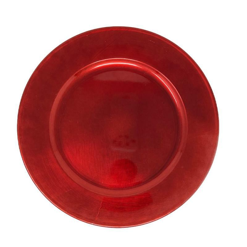 Charger Plates |   13" Rnd Plastic Smooth Charger Plate- Shiny Red Charger Plates Charger Plates