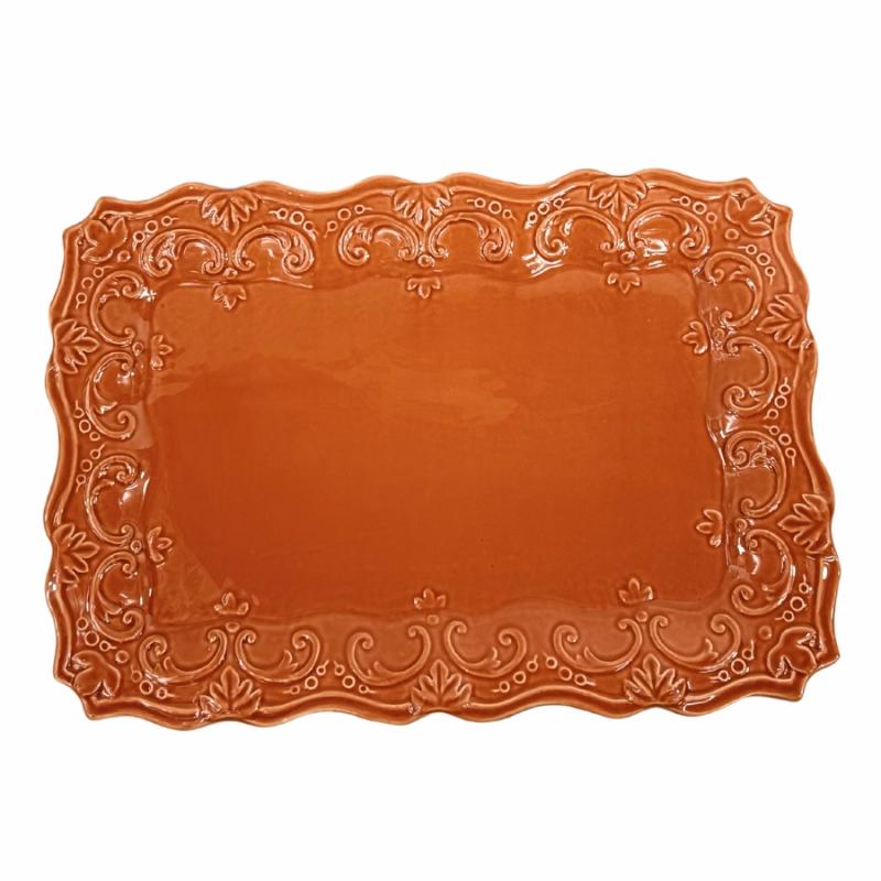 Charger Plates |   Burnt Orange Embossed Platter Charger Plates Charger Plates