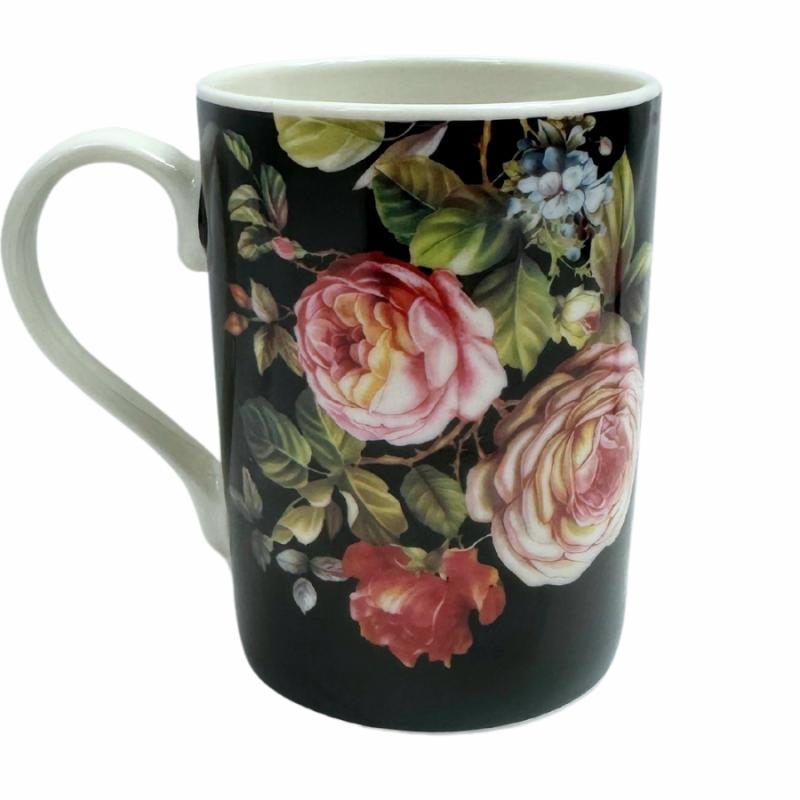 Coffee Mugs & Coasters |   12Oz. Florals On Black Mug Coffee Mugs & Coasters Coffee Mugs & Coasters