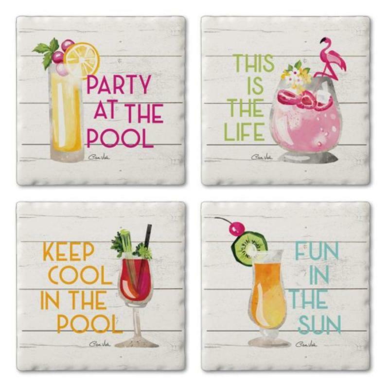 Coffee Mugs & Coasters |   Pool Party – Set Of 4 Coaster Set Coffee Mugs & Coasters Coffee Mugs & Coasters