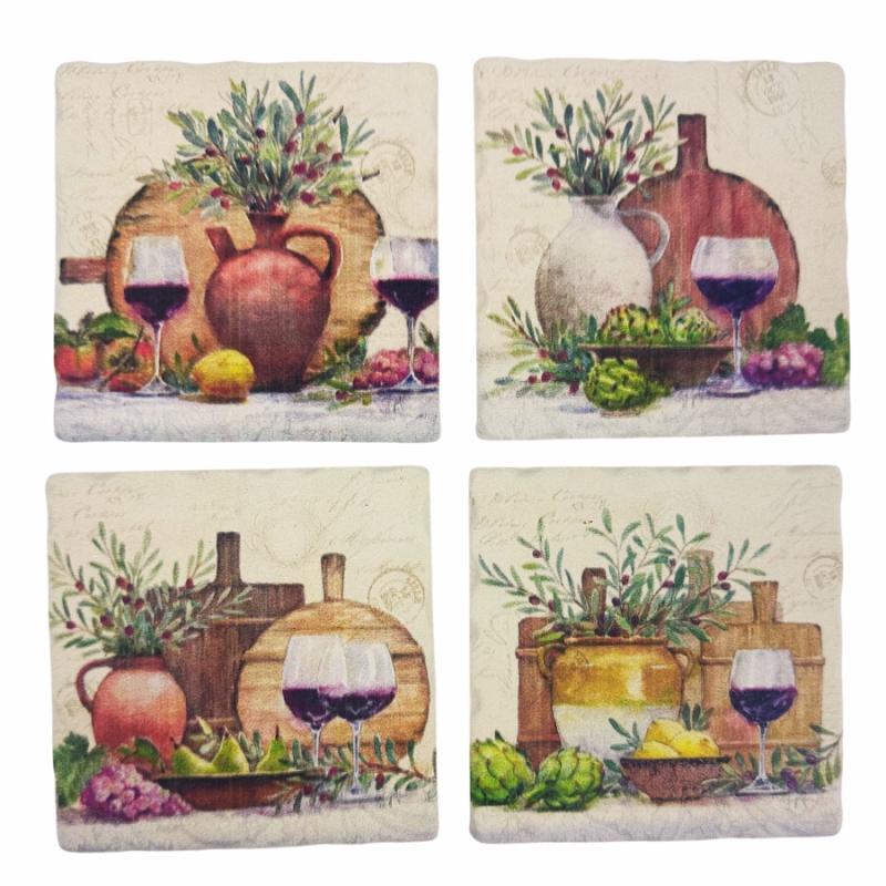 Coffee Mugs & Coasters |   Rustic Wine- 4Pc Square Coaster Set Coffee Mugs & Coasters Coffee Mugs & Coasters