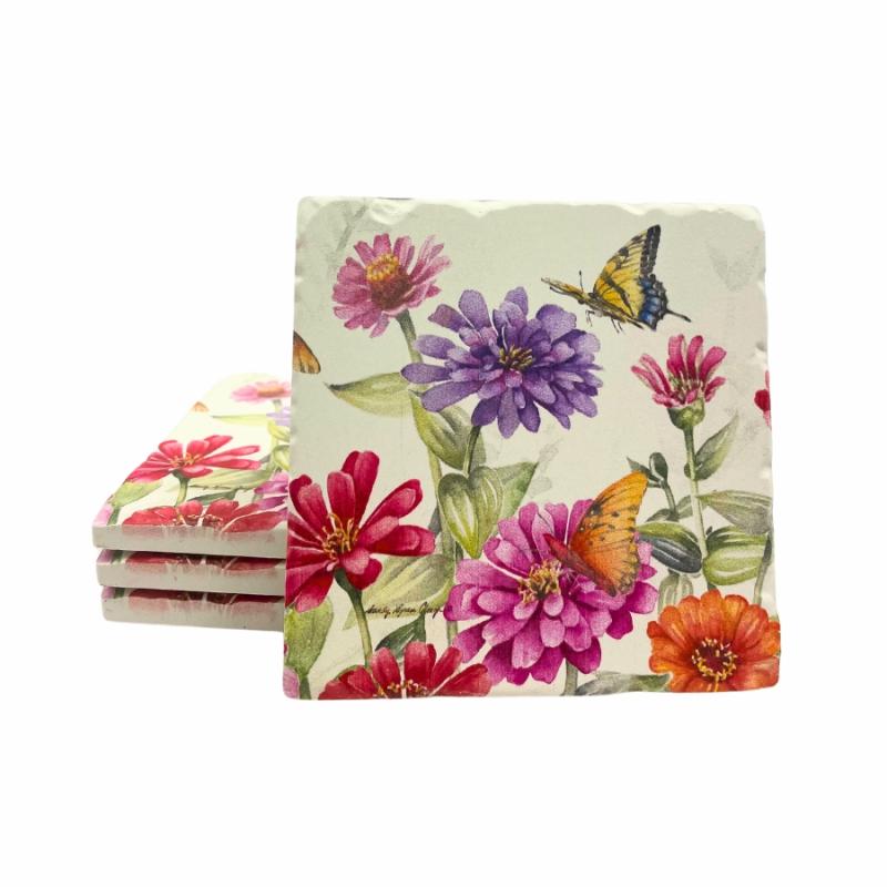 Coffee Mugs & Coasters |   Zinnias & Butterflies Coaster Set Coffee Mugs & Coasters Coffee Mugs & Coasters