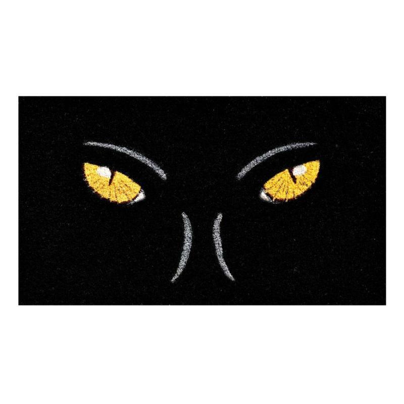 Coir Doormats |   Black Cat Eyes On Black Doormat Coir Doormats Coir Doormats