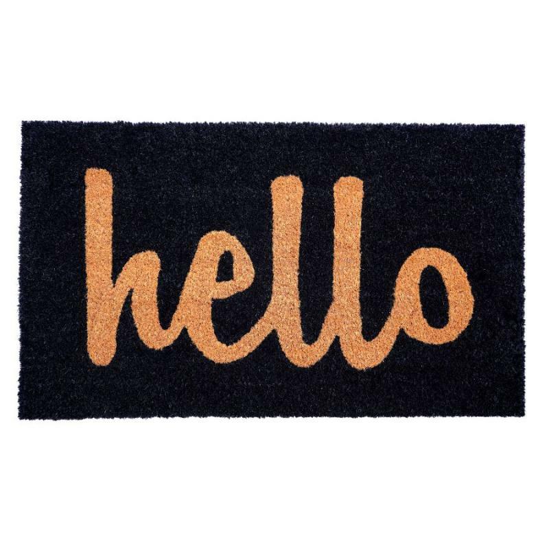 Coir Doormats |   Hello On Black Doormat Coir Doormats Coir Doormats