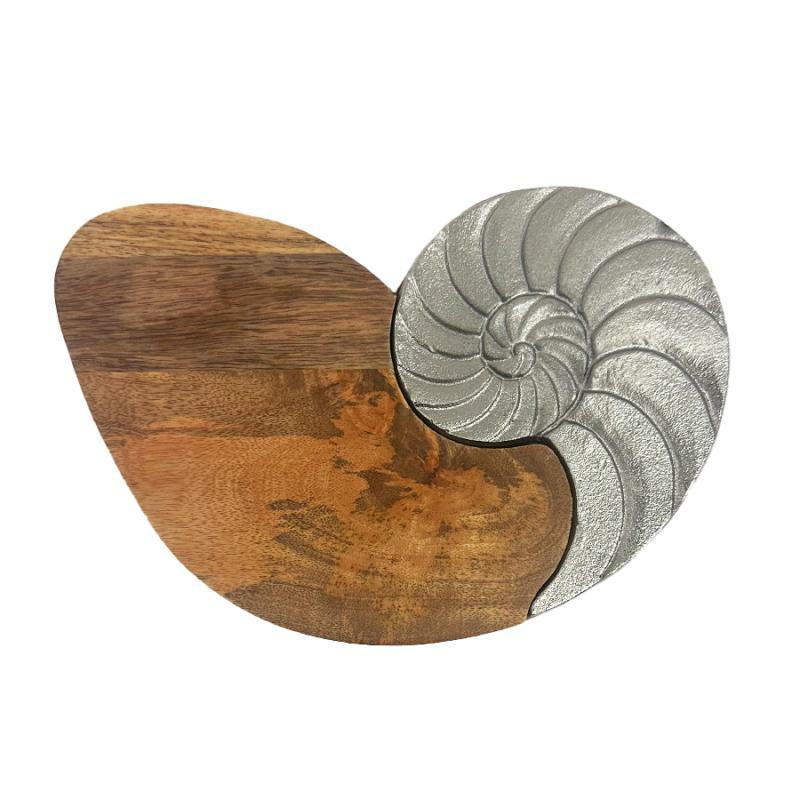 Cutting & Charcuterie Boards |   Wood Metal Shell Serving Board Cutting & Charcuterie Boards Cutting & Charcuterie Boards