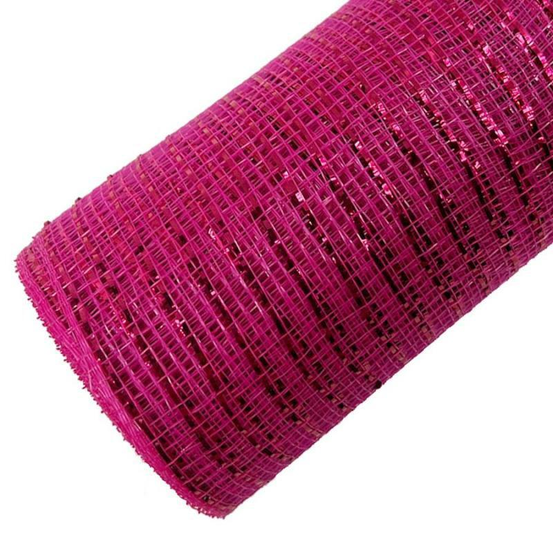 Deco Mesh & Mesh Tubing |   21"X10Yd Metallic Deco Mesh – Fuchsia Crafting Deco Mesh & Mesh Tubing