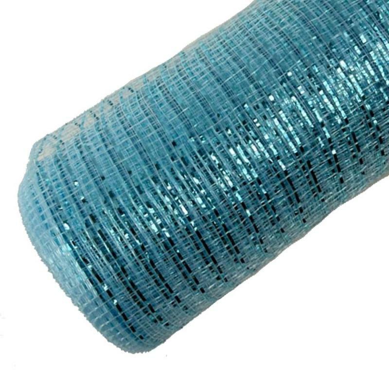 Deco Mesh & Mesh Tubing |   21"X10Yd Metallic Deco Mesh – Light Blue Crafting Deco Mesh & Mesh Tubing