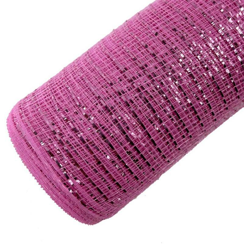 Deco Mesh & Mesh Tubing |   21"X10Yd Metallic Deco Mesh – Pink Crafting Deco Mesh & Mesh Tubing