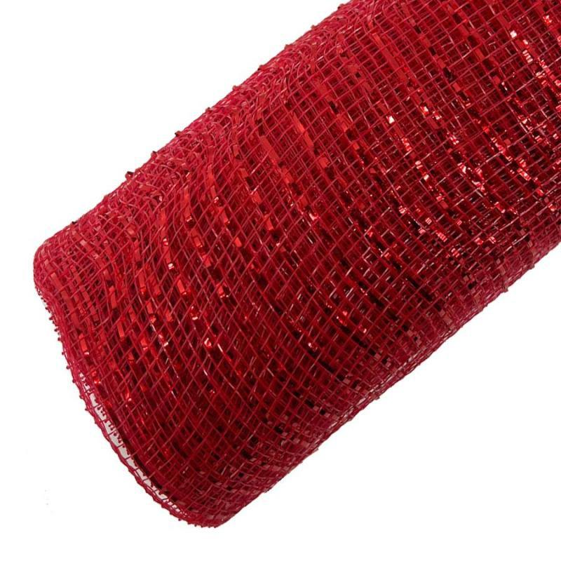 Deco Mesh & Mesh Tubing |   21"X10Yd Metallic Deco Mesh – Red Crafting Deco Mesh & Mesh Tubing