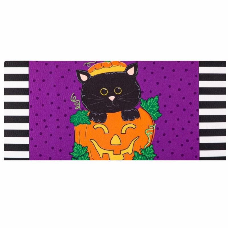 Doormats, Mat Inserts & Mat Trays |   Jack O’ Lantern And Black Cat Medium Mat Insert Doormats, Mat Inserts & Mat Trays Doormats, Mat Inserts & Mat Trays