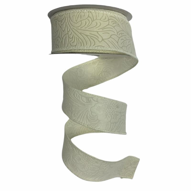 Embossed Ribbon |   1.5" X 10Yd Ivory Embossed Ribbon Embossed Ribbon Embossed Ribbon