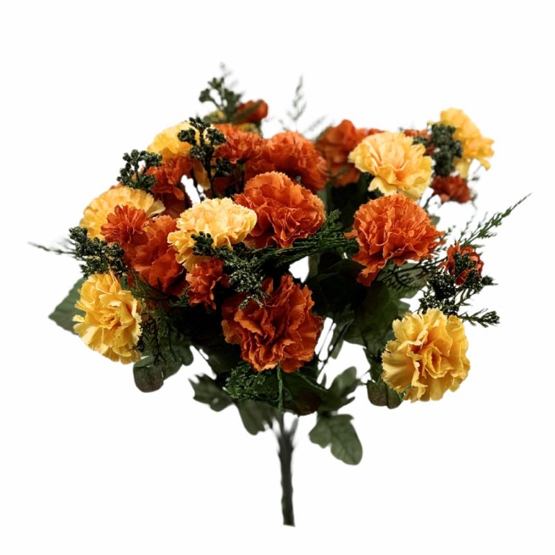 Fall Floral & Crafts |   17" Orange And Yellow Carnation Bush Fall Floral & Crafts Fall Floral & Crafts