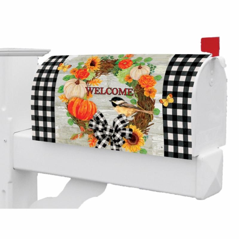 Fall Mailbox Covers |   Pumpkin Wreath Mailbox Cover Fall Mailbox Covers Fall Mailbox Covers