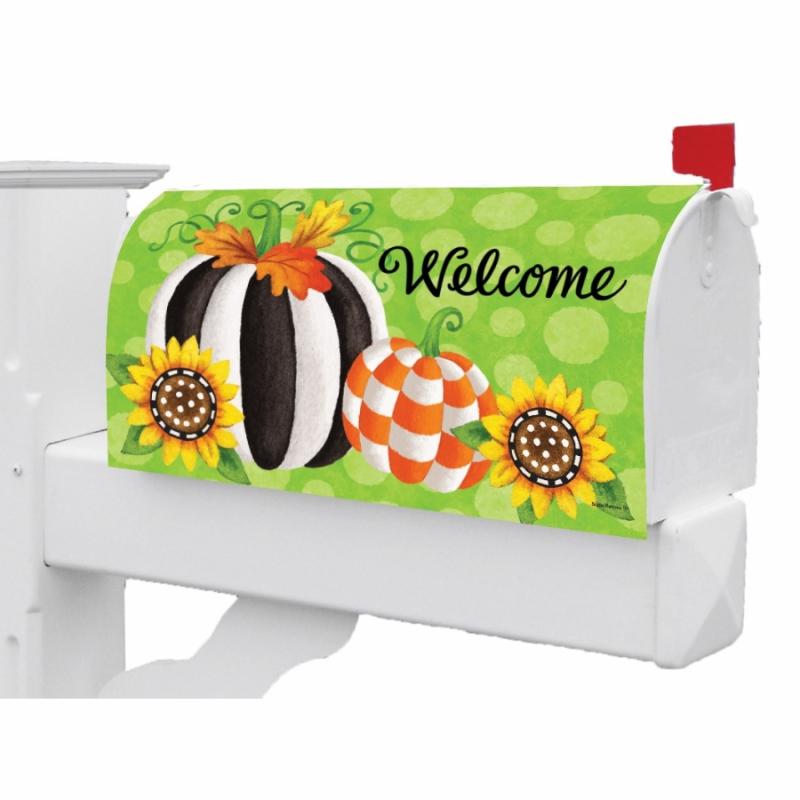 Fall Mailbox Covers |   Striped Pumpkin Mailbox Cover Fall Mailbox Covers Fall Mailbox Covers