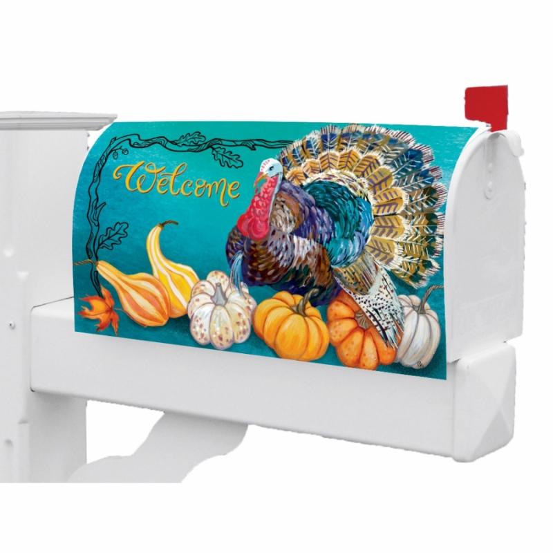 Fall Mailbox Covers |   Teal Turkey Mailbox Cover Fall Mailbox Covers Fall Mailbox Covers