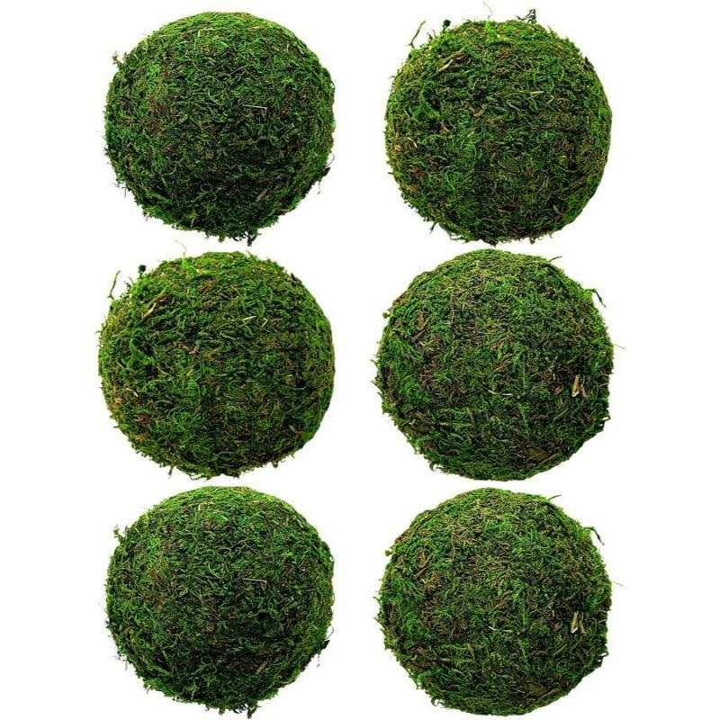 Floral Craft Supplies |   2" Moss Ball 6Pc. Crafting Floral Craft Supplies