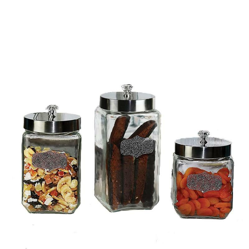 Food Storage & Canisters |   3 Piece Glory Rhinestone Embellished Canister Set Food Storage & Canisters Food Storage & Canisters