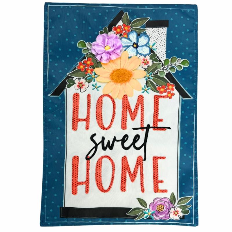 Garden Flags |   Home Sweet Home Garden Flag With Pop-Up Flowers Flags Garden Flags