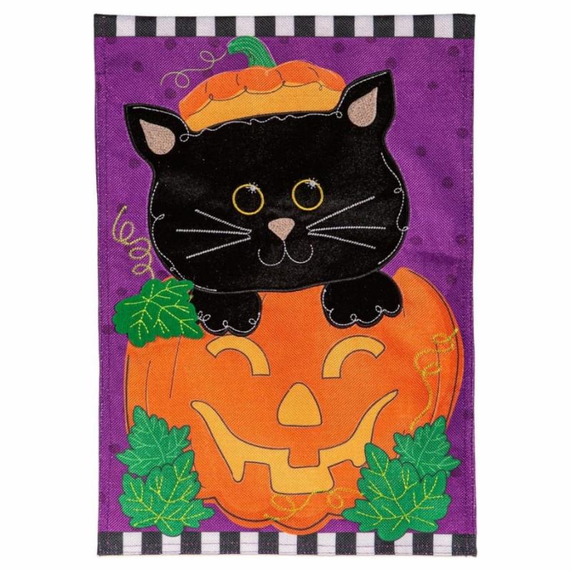 Garden Flags |   Jack’O’Lantern And Black Cat Garden Flag Flags Garden Flags