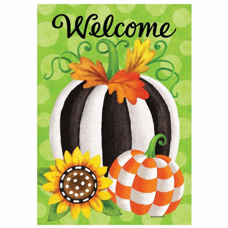 Garden Flags |   Striped Pumpkin Garden Flag Flags Garden Flags