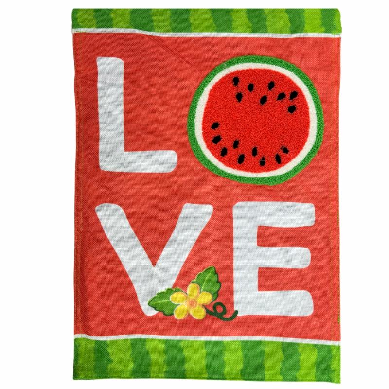 Garden Flags |   Watermelon Love Burlap Garden Flag Flags Garden Flags