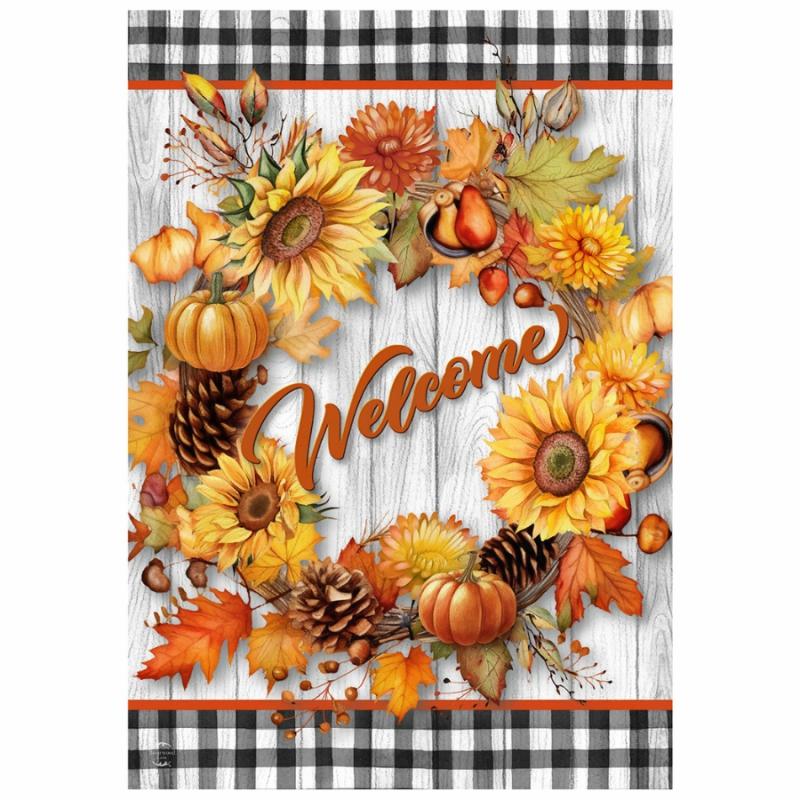 Garden Flags |   Welcome Fall Wreath Garden Flag Flags Garden Flags