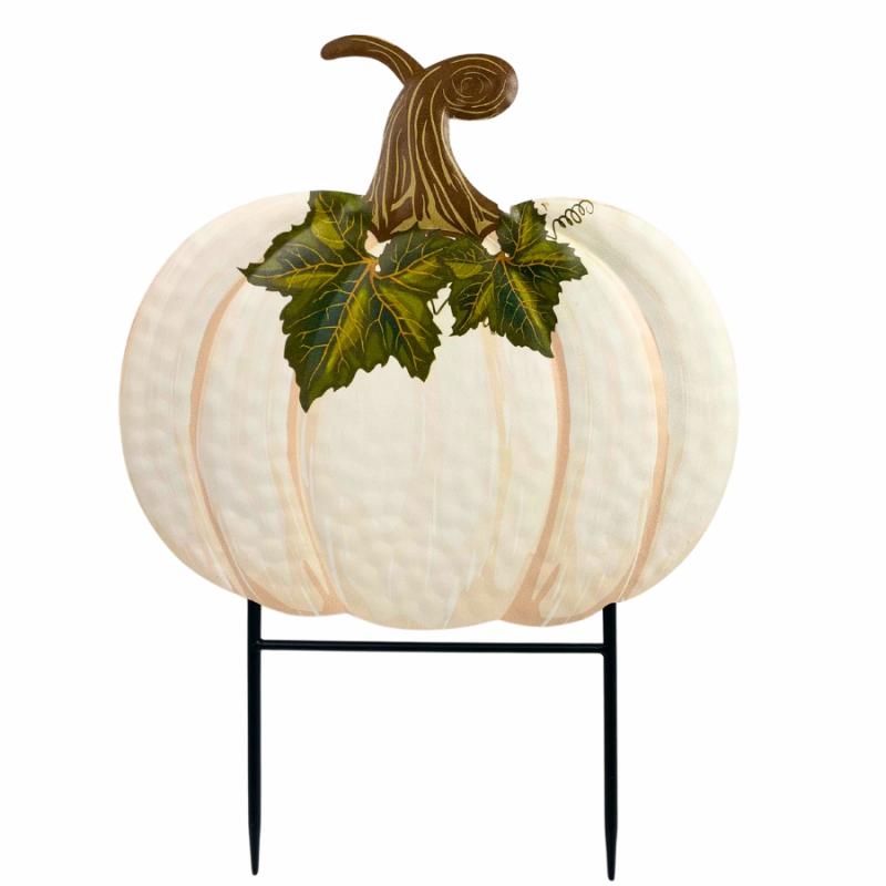 Halloween Decor |   Dual Pumpkin Yard Stake And Hanging Sign – White Halloween Decor Halloween Decor