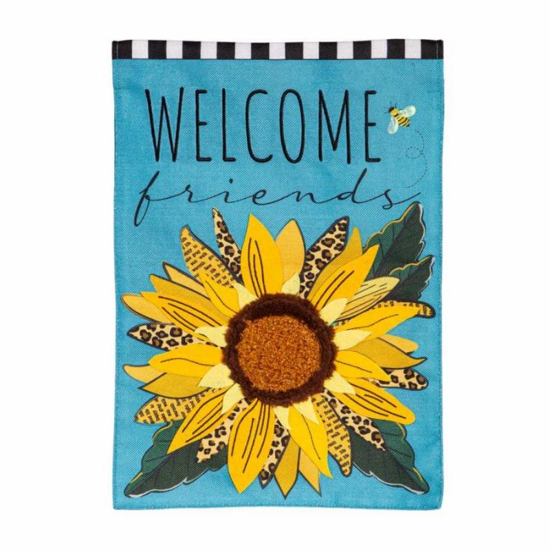 House Flags |   Welcome Friends Leopard Sunflower House Flag Flags House Flags