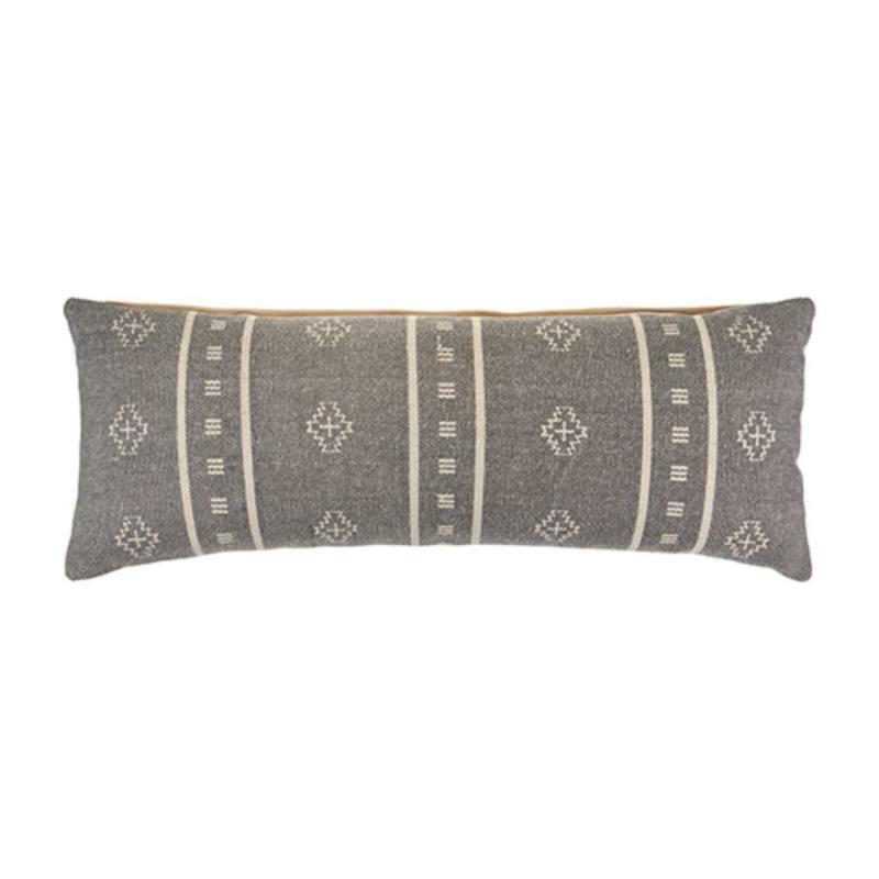 Indoor Pillows |   14" X 36" Frost/Gray Embroidered Geometric Indoor Pillow Home Accents Indoor Pillows