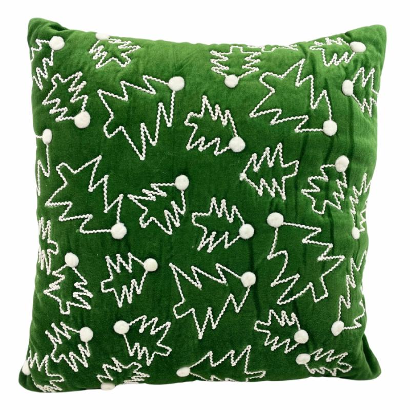 Indoor Pillows |   16" X 16" Green Christmas Tree Pillow Home Accents Indoor Pillows