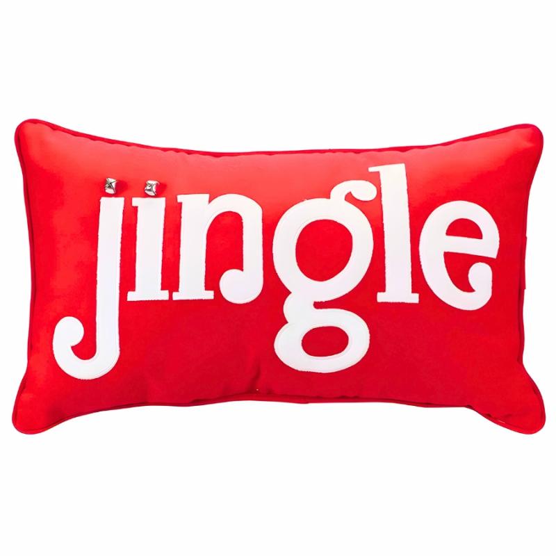 Indoor Pillows |   19" X 11" Red And White "Jingle" Throw Pillow Home Accents Indoor Pillows