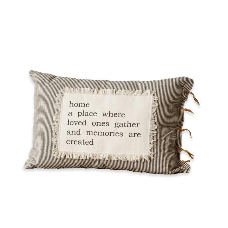 Indoor Pillows |   24" Home Patch W/Ticking Stripe Pillow Home Accents Indoor Pillows