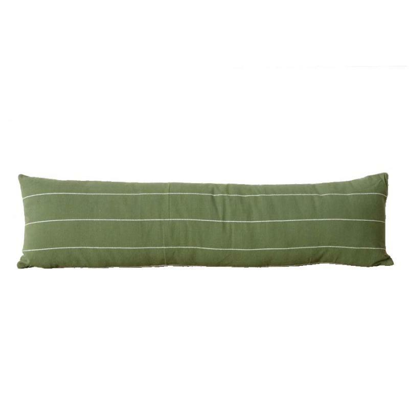 Indoor Pillows |   36" Green Kantha Stitch Lumbar Pillow Home Accents Indoor Pillows