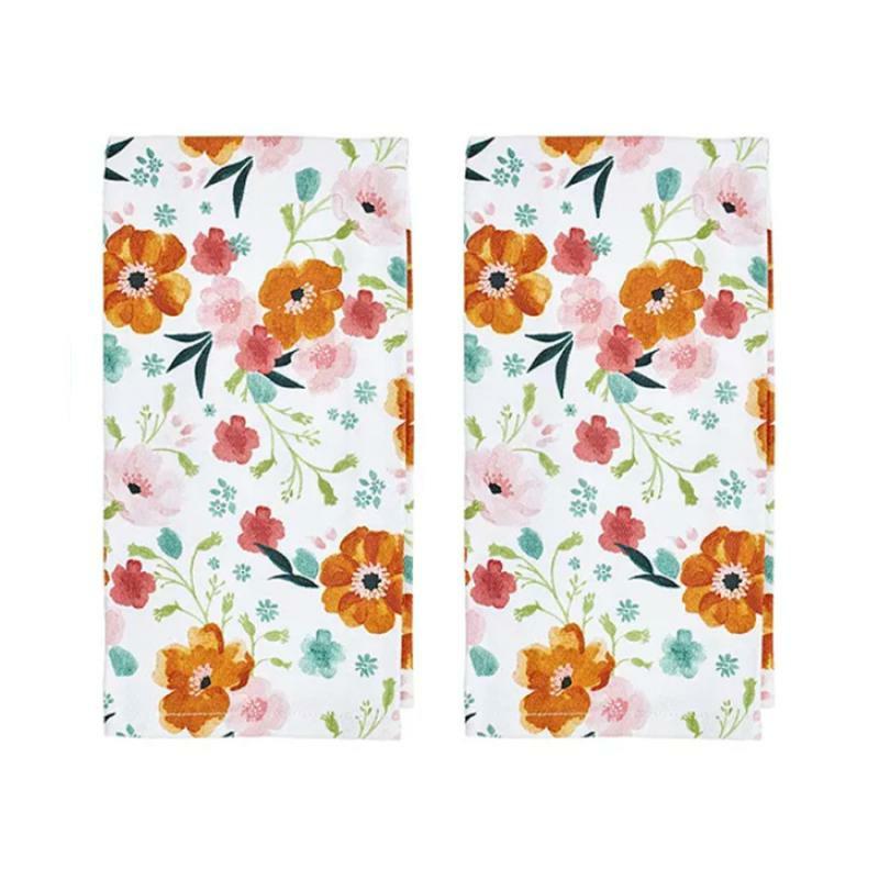 Kitchen Towels, Dish Cloths & Aprons |   Cotton Twill Floral Kitchen Towels – Set Of 2 Kitchen Towels, Dish Cloths & Aprons Kitchen Towels, Dish Cloths & Aprons