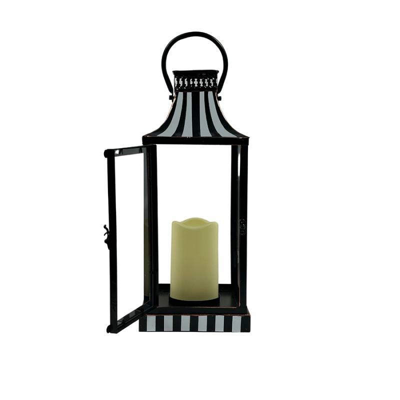 Lanterns |   Striped Lantern With Led Candle Lanterns Lanterns