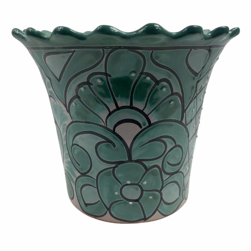 Large Garden Planters |   10" Green Mexican Art Planter Lawn & Garden Large Garden Planters