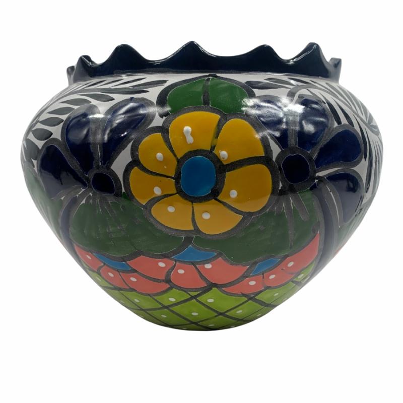 Large Garden Planters |   8" Mexican Fun Art Round Planter Large Garden Planters Large Garden Planters