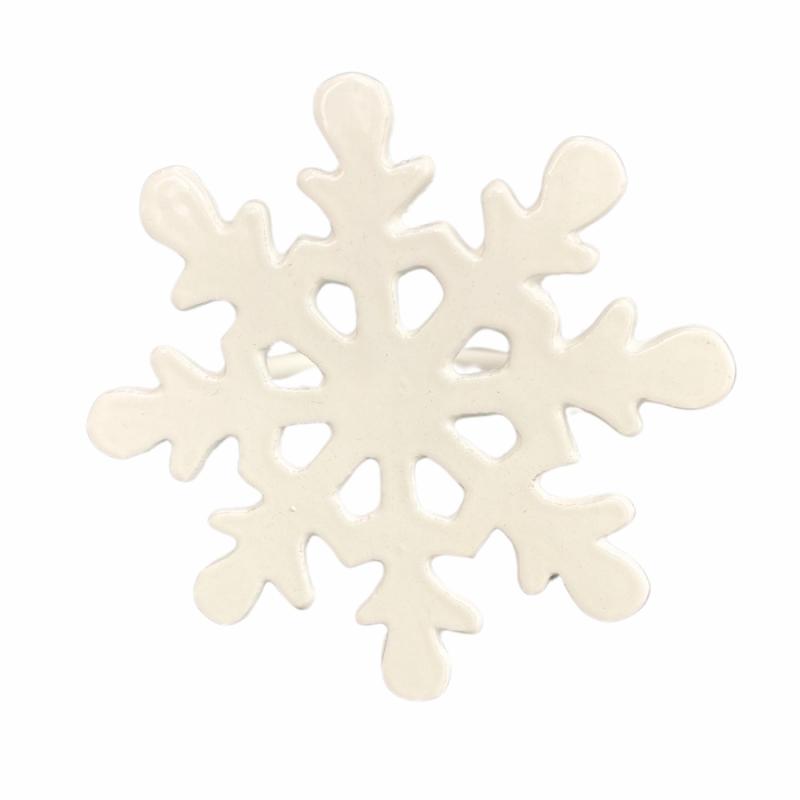 Napkins & Napkin Rings |   White Snowflake Napkin Ring Linens Napkins & Napkin Rings