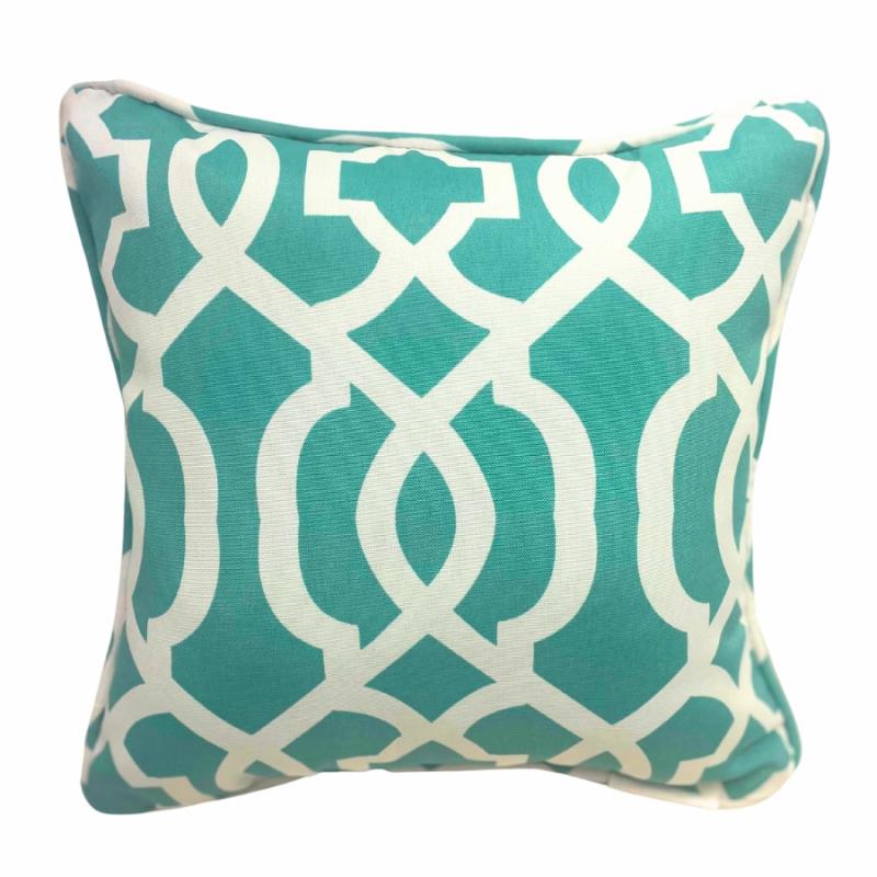 Outdoor Pillows |   17.5" Geo Aqua Pillow Outdoor Living Outdoor Pillows