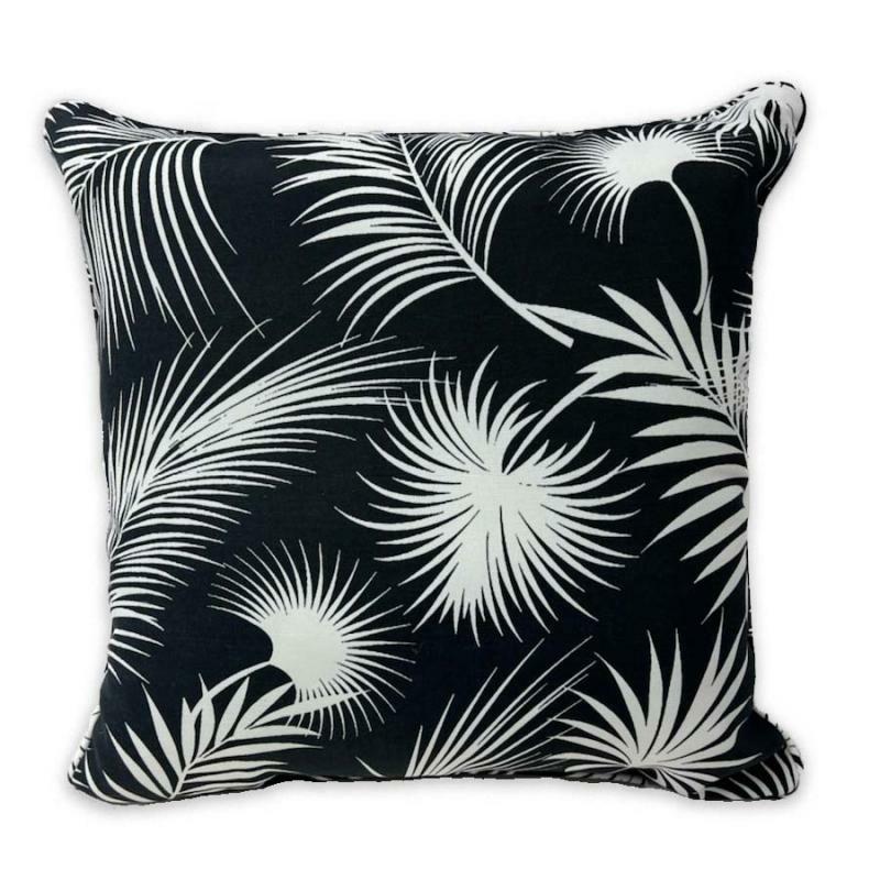 Outdoor Pillows |   17" Patterned Welt Outdoor Pillow – Panama Black Outdoor Living Outdoor Pillows